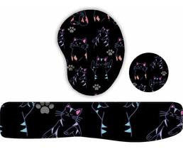 Kit Mouse Pad + Apoio De Teclado + Porta Copos Gatinho 3