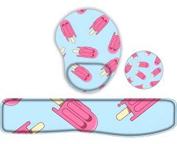 Kit Mouse Pad + Apoio De Teclado + Porta Copos Picole
