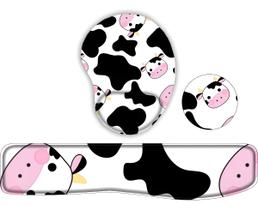 Kit Mouse Pad+ Apoio De Teclado+ Porta Copos Vaquinha Maluca