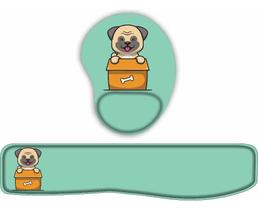Kit Mouse Pad + Apoio De Teclado Pug Caixa