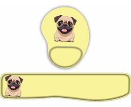 Kit Mouse Pad + Apoio De Teclado Pug Risonho