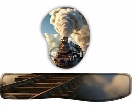 Kit Mouse Pad + Apoio De Teclado Trem