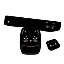 Kit Mouse Pad e Apoio de Teclado Ergonomico Gato Preto Kit Mouse Pad e Apoio de Teclado Ergonomico Gato Preto