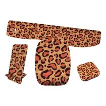 Kit Mouse Pad e Apoio de Teclado Ergonomico Onça Leopardo Laranja
