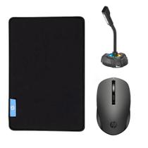 Kit Mouse Pad Speed Gamer + Mouse Wireless USB Optical + Microfone - HP Kit Mouse Pad Speed Gamer + Mouse Wireless USB Optical + Microfone - HP