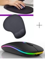 Kit Mouse Recarregável Silencioso Bluetooth 2.4 GHZ + Mouse Pad Ergonomico