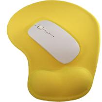 Kit Mouse Sem Fio e Mouse Pad Ergonômico TopGet Amarelo e Branco