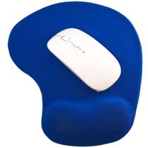 Kit Mouse Sem Fio e Mouse Pad Ergonômico TopGet Azul e Branco