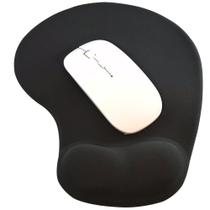 Kit Mouse Sem Fio e Mouse Pad Ergonômico TopGet Preto e Branco