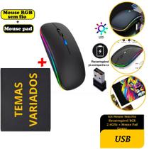 Kit Mouse Sem Fio Recarregável RGB 2.4GHz + Mouse Pad Gamer Kit Mouse Sem Fio Recarregável RGB 2.4GHz + Mouse Pad Gamer