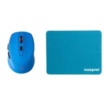 Kit Mouse Wireless Sem Fio 10 Metros, Azul + Mouse pad 22x18 cm, Azul