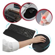 Kit Mousepad + Apoio Ergonômico Teclado Antiderrapante Preto