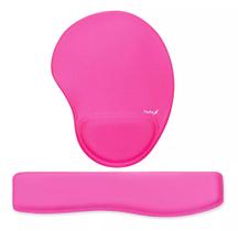 Kit Mousepad Apoio Ergonômico Teclado Rosa