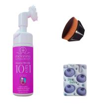 Kit Mousse limpeza Facial Melanina + espelho + pincel mágico
