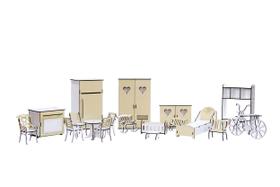 Kit Móveis Em Mdf Crem 18 Peças Escala Barbie - Darama