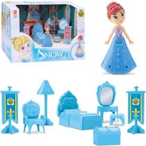 Kit moveis infantil quarto com boneca princesa snow com luz + acessorios 9 pecas na caix- SAMBA TOYS