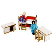 Kit Móveis Miniaturas para Casinha de Boneca Quarto Brinquedo de Madeira - Catabum