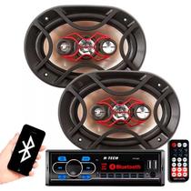 Kit Mp3 Player Bluetooth Usb Sd+ Par Auto Falante 6x9 Bravox