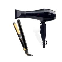 Kit mq - secador cabelo mq turbo black 2400w 127v + chapinha prancha mq max480 slim titanium black