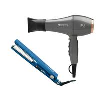 Kit mq - secador mq pro digital íon 2600w 220v + chapinha prancha alisadora mq titanium blue 450