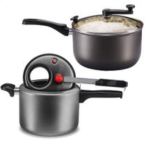 Kit MTA Panela De Pressão 4,5L Grafite Com Visor de Vidro + Pipoqueira 3,6L