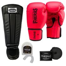 Kit Muay Thai Boxe Luva, Bandagem, Bucal E Caneleira Anatômica Fheras