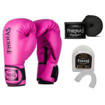 Kit Muay Thai Boxe Luva, Bandagem, Protetor Bucal Original Fheras