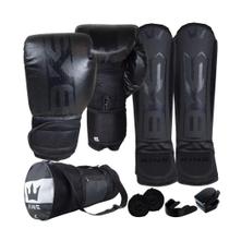 Kit Muay Thai Boxe Luva Caneleira Bolsa Bandagem Bucal Feminino - Olimpo Esportes