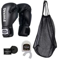Kit Muay Thai Boxe Luva com Bandagem, Bucal E Bolsa Telada