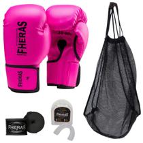 Kit Muay Thai Boxe Luva com Bandagem, Bucal E Bolsa Telada