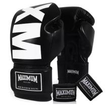 Kit Muay Thai Boxe Luva Mxm Black + Bandagem 3m - Maximum