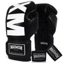 Kit Muay Thai Boxe Luva Mxm Black + Bandagem 3m - Maximum