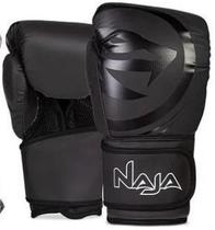 Kit Muay Thai Boxe Naja Luva+ Bandagem + Bucal Preta 12 Oz