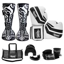 Kit Muay Thai Kickboxing CONFY com Bolsa Spank - Branco Kit Muay Thai Kickboxing CONFY com Bolsa Spank - Branco