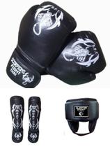 Kit Muay Thai,Kickboxing Luva+caneleira+protetor De Cabeça Talenttos sport fight - Scorpions Fight Thai