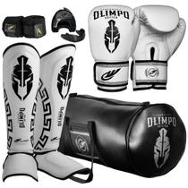 Kit Muay Thai Luva bolsa caneleira bandagem 5M case bucal Legendary Edition Olimpo Esportes