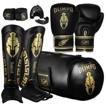 Kit Muay Thai Luva bolsa caneleira bandagem 5M case bucal Legendary Edition Olimpo Esportes