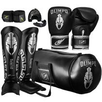 Kit Muay Thai Luva bolsa caneleira bandagem 5M case bucal Legendary Edition Olimpo Esportes