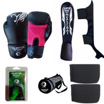 Kit Muay Thai Luva Caneleira Bolsa+ Band.Bucal Talenttos Sport Fight