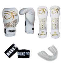 Kit Muaythai Kickboxing Luva Bandagem Bucal Caneleira Egito