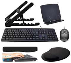 Kit Multi - Apoio P/Leitura, Suporte Notebook, Teclado e Mouse c/ fio Usb, Mousepad e Keypad