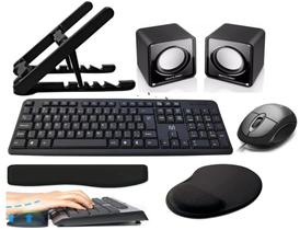 Kit Multi5- Suporte Notebook / Teclado e mouse com fio Usb/ Caixa Som/ keyPad e Mousepad