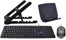 Kit Multi7- Apoio P/Leitura e Tablet /Suporte p/Notebook/ Teclado e Mouse com fio Usb Multilaser