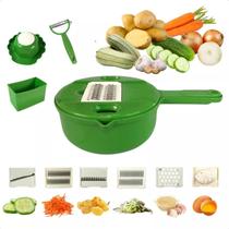 Kit Multifuncional de Cozinha Cortador, Ralador e Descascador de Legumes e Vegetais com Armazenamento Prático