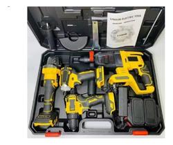 Kit Multifuncional Ferramentas 4 Em 1 Parafusadeira Furadeira Martelete Sds Plus Esmerilhadeira Chave De Impacto Pneumatica Motor Brushless Sem Escova