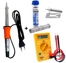 Kit Multímetro C/ Ferro De Solda Soldar Soldador 60w Estanho
