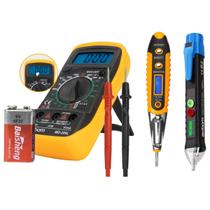 Kit Multímetro + Caneta detector De Alta Tensão Profissional Ncv 12V A 1000V + Chave teste Corrente