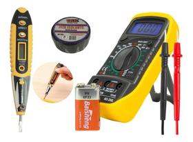 Kit Multímetro Digital 600v + Caneta Voltagem + Fita isolante - Exbom