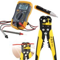 Kit Multimetro Digital Alicate Desencapador Caneta Tensão Kit Multimetro Digital Alicate Desencapador Caneta Tensão