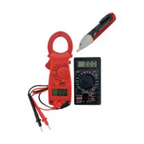 Kit Multímetro Digital Tensão Md-300 Detector Tensão Tv-600 Portátil Alicate Volt Amperímetro Va-330